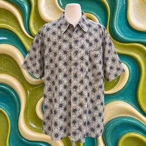 Tulliano 100% Silk Atomic Starburst Geometric Shirt Men’s Large